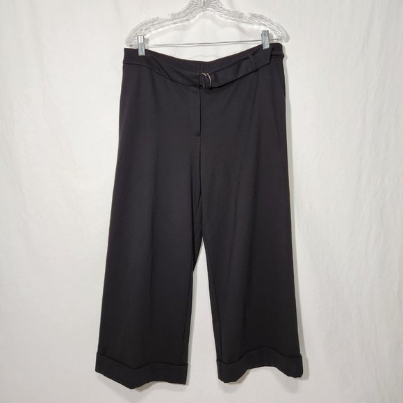 J. Jill Minimalist PONTE Belted Full Leg Cropped Black Pants Size LP LIKE NEW! - Picture 1 of 16